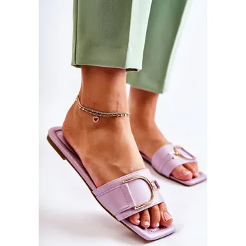 Dámské mokasíny Dámské klasické kožené pantofle s zdobením Shilla Barva: Fialová, Velikost: 38