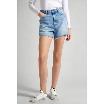 Dámské kraťasy Pepe Jeans Dámské kraťasy A-LINE SHORT UHW Barva: denim (odpovídá obrázku), Velikost: W29