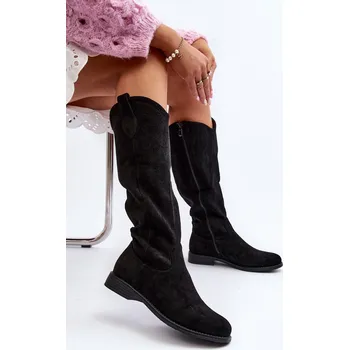 Dámské kozačky S.Barski HY66-132 Dámské Krajkové Kozačky Barva: Černá, Velikost: 40