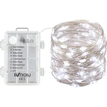 Vánoční dekorace Vánoční mikro řetěz na baterie 10 m (100 led) - studená bílá