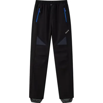 Chlapecké kalhoty Chlapecké softshellové kalhoty Wolf s fleecem B2496 černé s modrými zipy