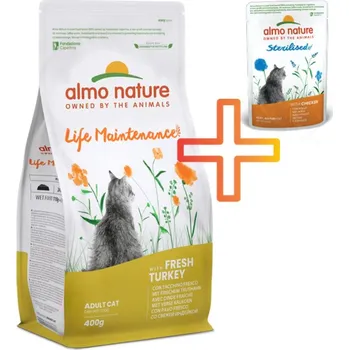 Krmivo pro kočku Almo Nature Life Maintenance - s čerstvou krůtou 400g + 1 kapsička ZDARMA