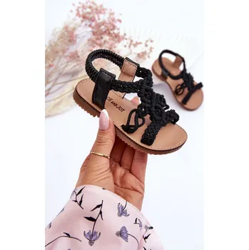 Dívčí sandály Dětské pletené nazouvací sandály Tracy Barva: Černá, Velikost: 20