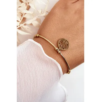 Náramek Dámský navlékací ocelový náramek strom Barva: Zlatá, Velikost: ONE SIZE