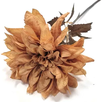 umělá květina Jiřina stvol podzimní - okrová - 55 cm