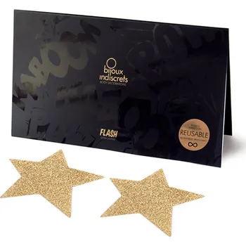 Erotická ozdoba Nálepky na bradavky BIJOUX INDISCRETS FLASH STAR zlaté - s kupónem KUP15 cena 178 Kč + extra diskrétní expedice