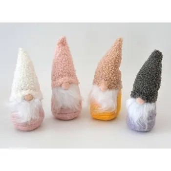 Vánoce Textilní dekorace - Vánoční skřítek s vousy 15,5 cm - A - bílo-růžový