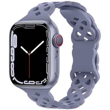 Příslušenství k chytrým hodinkám Silikonový úzký perforovaný řemínek pro Apple Watch 42/44/45/46/49mm Barevná varianta: Modro-šedý