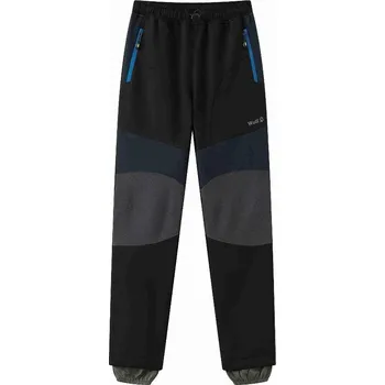 Chlapecké kalhoty Chlapecké softshellové kalhoty Wolf s fleecem B2494 černé - modré zipy
