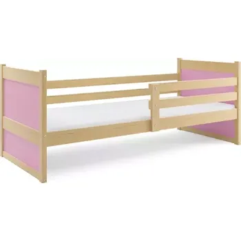 Postel BMS GROUP Dětská postel Rico 1 90x200, bez úložného prostoru s matrací - 1 osoba - Borovice, Růžová