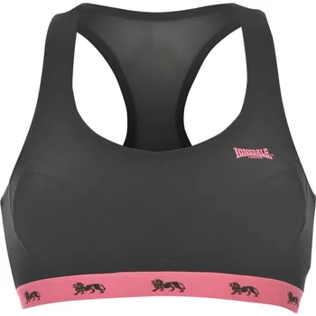 Podprsenka dámská sportovní podprsenka LONSDALE - BLACK/FLUO PINK - 34DD (75DD) (Lonsdale Crop Top Ladies)