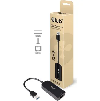 Kabel do PC Club3D Adaptér USB 3.2 Gen 1 Typ A na RJ45 2.5Gb, 24cm