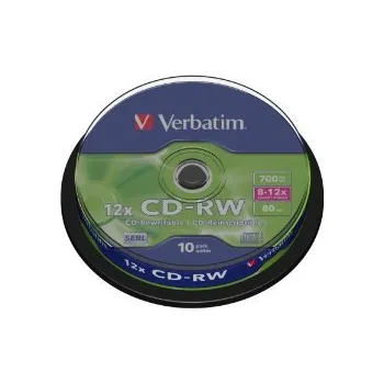 VERBATIM CD-RW(10-Pack)Spindle/8x-12x/High Speed/DLP/700MB