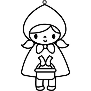 Závěsná sklíčka k vybarvení barvami na sklo cca 8 cm - 71. ČERVENÁ KARKULKA