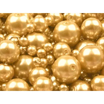 Korálek Skleněné voskové perly mix velikostí Ø4-12 mm Varianta: 28B zlatá klasik, Balení: 50 g