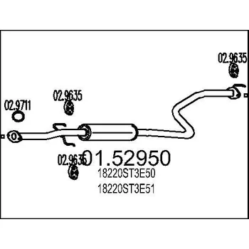 Tlumič výfuku Střední tlumič výfuku MTS 01.52950