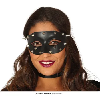 Karnevalová maska Guirca Fiestas Španělsko Černá maska se stříbrnými bodlinami
