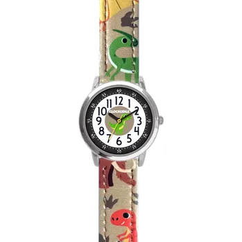 Hodinky CLOCKODILE Dětské svítící béžové chlapecké dětské hodinky DINOSAUŘI CWB0101