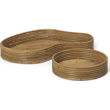 Servírovací podnos ISOLA, sada 2 ks, přírodní, ratan, ferm LIVING - doprava zdarma od 2999 Kč