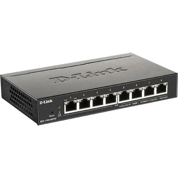 Switch D-Link DGS-1100-08PV2 8-port Gigabit Smart Managed PoE switch, PoE budget 64W, fanless