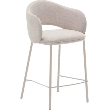 Barová židle Béžová čalouněná barová židle Kave Home Maina II. 65 cm