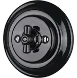 Porcelánový vypínač otočný křížový - černý