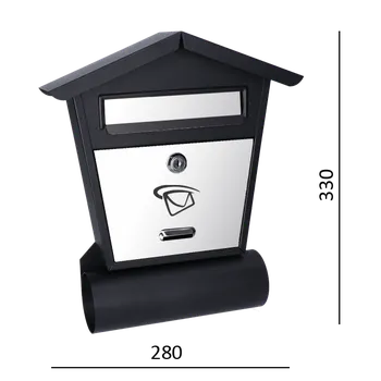 Poštovní schránka KOVIAN, s.r.o. Schránka poštovní (280x330x50mm) nerez/černá, max. 1 formát listu: B6, leštěná nerez /AISI430