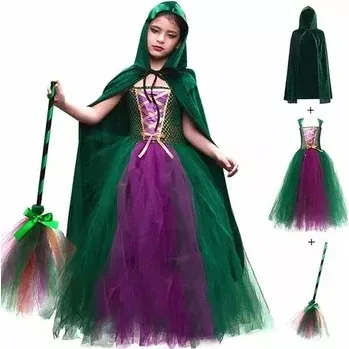 Karnevalový kostým Dětský kostým - ČARODĚJNICE S HŮLKOU (5-7 let) (Značka: COSPLAY)