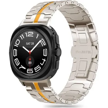 Řemínek na hodinky Tech-Protect | Tech-Protect Stainless Line reminek na Samsung Galaxy Watch Ultra 47mm, titanium/orange