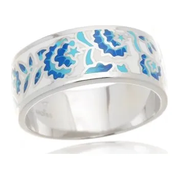 Prsten Luxusní stříbrný prsten zdobený modrým smaltem STRP0578F + dárek zdarma