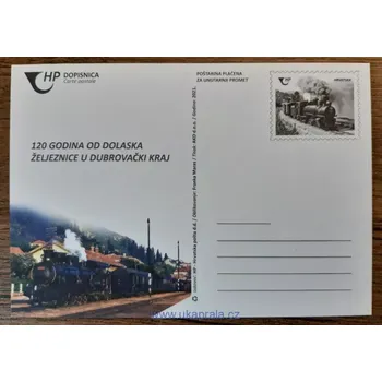 Poštovní známka CHORVATSKO dopisnice, 120 let železnice, Dolaska, r. 2021
