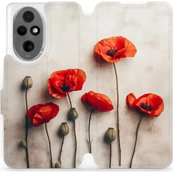Pouzdro na mobilní telefon Flipové pouzdro Mobiwear - Honor 200 - VP42S Vlčí máky (Knížkové flip pouzdro, obal, kryt na mobil Honor 200 - VP42S Vlčí máky, materiál Umělá kůže + TPU - ochrana 360°, stojánek, silikonová vanička, magnetické zavírání)