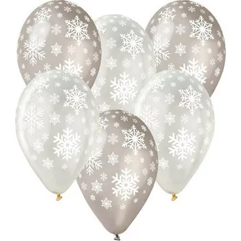 Balónky s potiskem 5ks OBYČ. Vločky