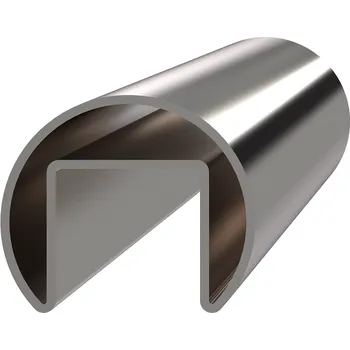 Madlo do koupelny nerezové kruhové madlo HM42, délka 1 m - nerezový profil ø 42,4 mm, tl. 2 mm s otvorem pro pro LED osvětlení nebo sklo 8 - 17,5 mm, broušená nerez K320/AISI304, prodej v délkách 1, 2, 3, 4, 5 a 6 m, cena za kus