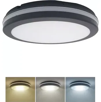 Dekorativní svítidlo Solight WO821 - LED černé koupelnové stropní svítidlo s přepínači na výkon a barvu světla, LED max 44W, 3000K, 4000K, 6500K Ø 40cm, IP65 (Stropní svítidlo s přepínačem výkonu a barvy světla)