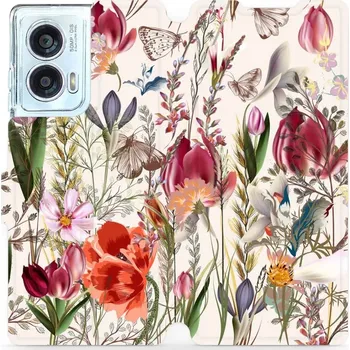 Pouzdro na mobilní telefon Flipové pouzdro Mobiwear - Motorola Edge 50 Fusion - MP01S Rozkvetlá louka (Knížkové flip pouzdro, obal, kryt na mobil Motorola Edge 50 Fusion - MP01S Rozkvetlá louka, materiál Umělá kůže + TPU - ochrana 360°, stojánek, silikonová vanička, magnetické)