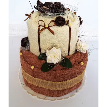 Textilní dort dvoupatrový béžová růže, Veratex