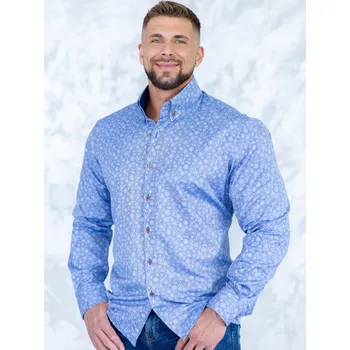 Pánská košile Pánská košile VS-PK-1909 tmavě modrá se vzorem mandala, VELIKOST L , STŘIH KOŠILE SLIM FIT