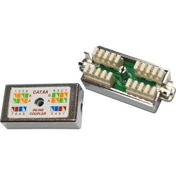 Síťový konektor Spojovací box FTP Cat6A narážecí, stříbrná