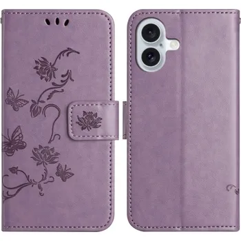 Pouzdro na mobilní telefon Flower knížkové pouzdro na iPhone 16 - světlefialové
