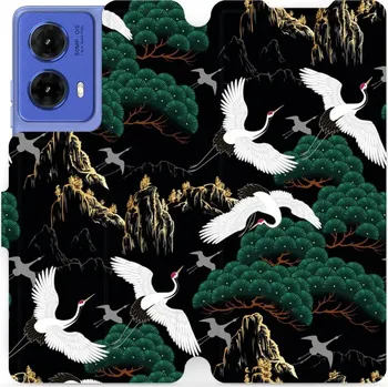 Pouzdro na mobilní telefon Flipové pouzdro Mobiwear - Motorola Moto G85 5G - VP16S Jeřábi (Knížkové flip pouzdro, obal, kryt na mobil Motorola Moto G85 5G - VP16S Jeřábi, materiál Umělá kůže + TPU - ochrana 360°, stojánek, silikonová vanička, magnetické zavírání)