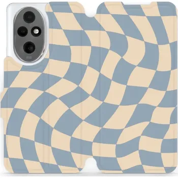 Pouzdro na mobilní telefon Flipové pouzdro Mobiwear - Honor 200 - VA59S Modrá a béžová šachovnice (Knížkové flip pouzdro, obal, kryt na mobil Honor 200 - VA59S Modrá a béžová šachovnice, materiál Umělá kůže + TPU - ochrana 360°, stojánek, silikonová vanička, magnetické zavírání)