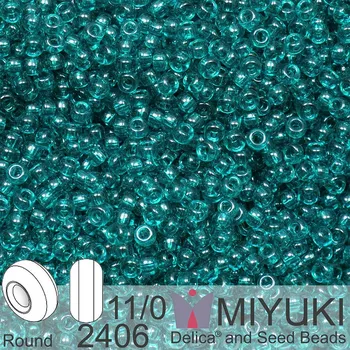Korálek Korálky Miyuki Round 11/0. Barva 2406 Transparent Dark Teal. Balení 5g.