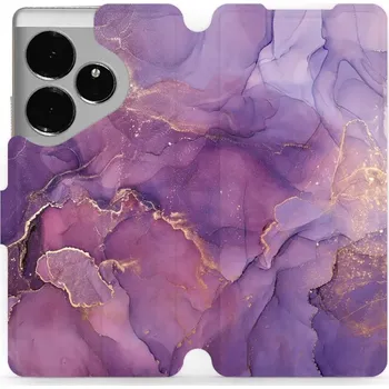 Pouzdro na mobilní telefon Flipové pouzdro Mobiwear - Realme GT 6 5G - VP20S Fialový mramor (Knížkové flip pouzdro, obal, kryt na mobil Realme GT 6 5G - VP20S Fialový mramor, materiál Umělá kůže + TPU - ochrana 360°, stojánek, silikonová vanička, magnetické zavírání)