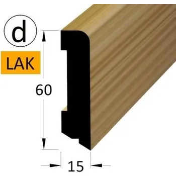 soklová lišta NOVÁK Podlahová - soklová lišta 60x15 dýha dub lak, 2,4m 2823