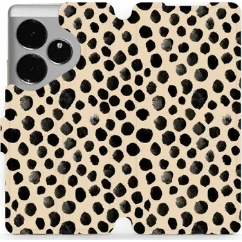 Pouzdro na mobilní telefon Flipové pouzdro Mobiwear - Realme GT 6 5G - VA50S Černé puntíky (Knížkové flip pouzdro, obal, kryt na mobil Realme GT 6 5G - VA50S Černé puntíky, materiál Umělá kůže + TPU - ochrana 360°, stojánek, silikonová vanička, magnetické zavírání)