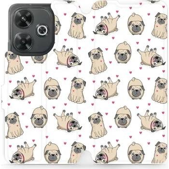 Pouzdro na mobilní telefon Flipové pouzdro Mobiwear - Xiaomi Redmi 13 - M097P Mopsíci (Knížkové flip pouzdro, obal, kryt na mobil Xiaomi Redmi 13 - M097P Mopsíci, materiál Umělá kůže + TPU - ochrana 360°, stojánek, silikonová vanička, magnetické zavírání)