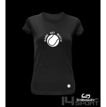Chlapecké tričko Dívčí triko STRONGEY GAME SET MATCH BLACK, velikost 11 let