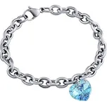 Ocelový náramek Srdce 14mm se Swarovski Crystals Aquamarine AB