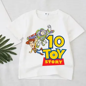Disney Dětské narozeninové tričko s potiskem Toy Story s číslovkou, bílé Číslovka: 10, Velikost: 120 cm